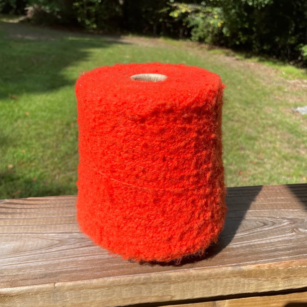 Baby Poodle Boucle Yarn Cone Persimmon Orange Merino Alpaca Blend 1/6nm 2lb